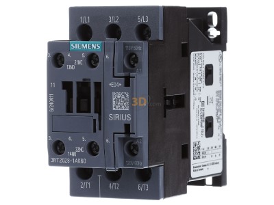 Front view Siemens 3RT2028-1AK60 Magnet contactor 38A 110VAC 
