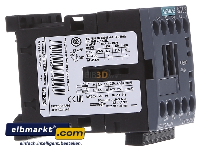 Ansicht links Siemens Indus.Sector 3RT23161AP00 Schtz 12kW/400V 18A 230VAC 3RT2316-1AP00