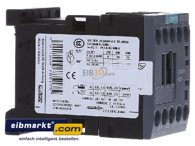 Ansicht links Siemens Indus.Sector 3RT2317-1BB40 Schtz 22A 24VDC 4S 