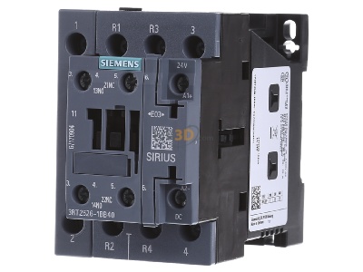 Frontansicht Siemens 3RT2526-1BB40 Schtz 11kW/400V 1S+1 24V 