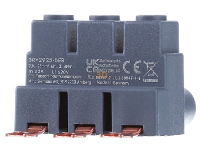 Frontansicht Siemens 3RV2925-5EB 3Ph.-Einspeiseklemme F. Sammelschiene 