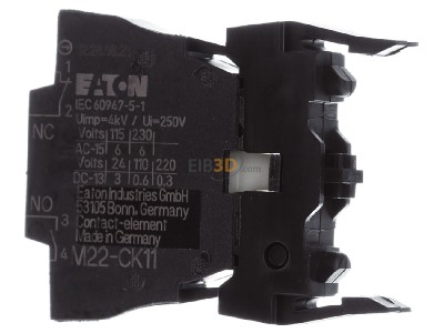 View on the right Eaton AUX1NO+1NC-BOX012 Auxiliary contact block 1 NO/1 NC 
