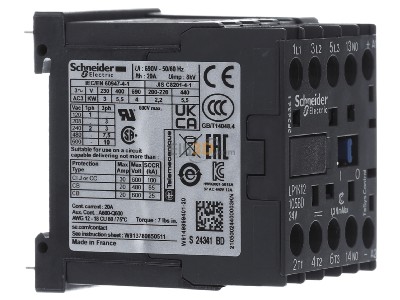 View on the left Schneider Electric LP1K12105BD Magnet contactor 12A 24VDC 
