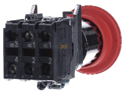 Back view Schneider Electric XB4BS84441 Emergency stop complete IP66 
