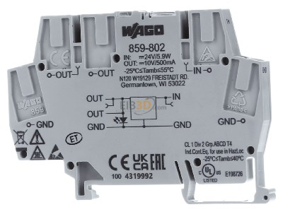 Front view WAGO 859-802 DC-power supply 
