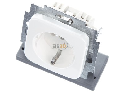 View up front Busch Jaeger 20 EUC-214 Socket insert alpine white with plug connection, 
