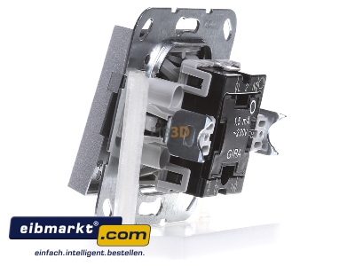 View on the right Gira 012226 Two-way switch flush mounted aluminium 
