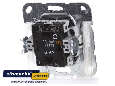 Back view Gira 012226 Two-way switch flush mounted aluminium 
