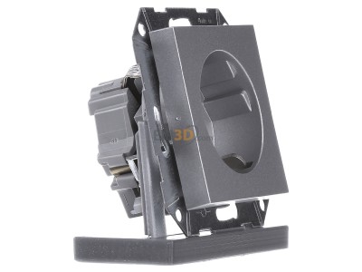 Ansicht links Gira 041826 Schuko-Steckdose 30G aluminium mit Kinderschutz, 