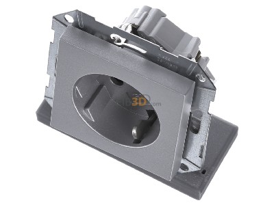 Ansicht oben vorne Gira 041826 Schuko-Steckdose 30G aluminium mit Kinderschutz, 