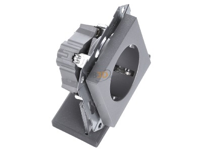 Ansicht oben links Gira 041826 Schuko-Steckdose 30G aluminium mit Kinderschutz, 