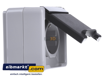 Ansicht links Gira 044030 Schuko-Steckdose gr AP-WG 