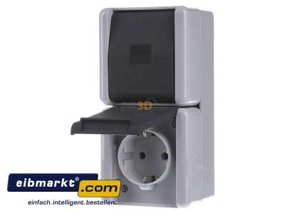 Front view Jung 871 W Combination switch/wall socket outlet
