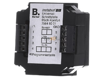 Frontansicht Berker 75648001 EIB, KNX Universal-Taster-Schnittstelle 8 Eingnge oder 8 Ausgnge, 