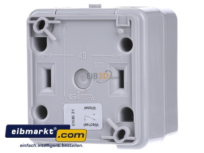 Back view Gira 010631 Two-way switch surface mounted grey
