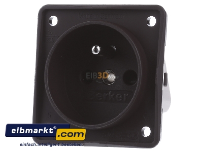 Front view Berker 961952501 Socket outlet earthing pin brown

