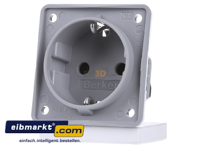 Front view Berker 947782506 Socket outlet protective contact grey - 
