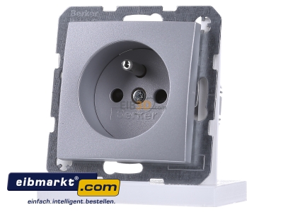 Front view Berker 6765761404 Socket outlet earthing pin aluminium
