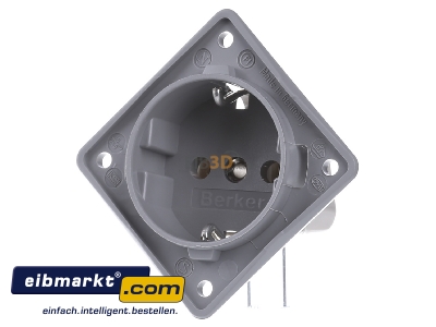 Frontansicht Berker 841852526 SCHUKO-Steckdose 45Grad grau, damasziert 