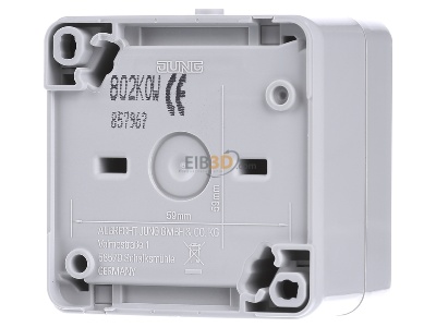 Back view Jung 802 KOW 2-pole switch surface mounted grey 
