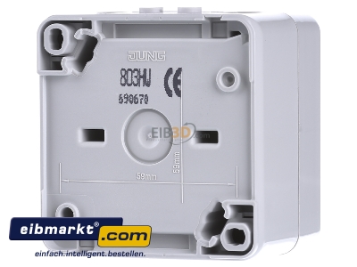 Back view Jung 803 HW 3-pole switch surface mounted grey 
