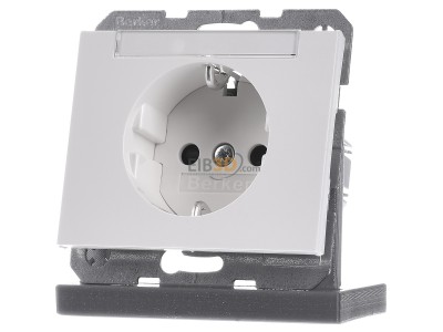 Frontansicht Berker 47387009 SCHUKO-Steckdose pws m.Beschriftungsfeld 