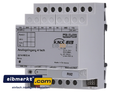 Frontansicht Jung 2214 REG A KNX Analogeingang 4-fach REG Gehuse 4TE 