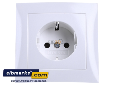 Frontansicht Berker 47228989 SCHUKO-Steckdose pws/gl mit Abdeckplatte 
