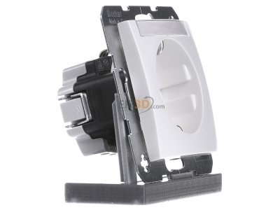 Ansicht links Berker 47508989 SCHUKO-Steckdose pws/gl m.Beschriftungsfeld 