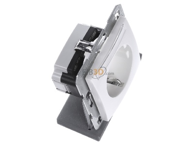 Ansicht oben links Berker 47508989 SCHUKO-Steckdose pws/gl m.Beschriftungsfeld 