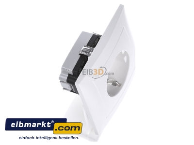 Ansicht oben links Berker 47229909 Schuko-Steckdose pws/matt mit Abdeckplatte 