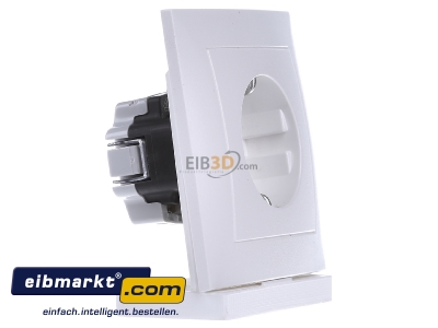 Ansicht links Berker 47429909 Schuko-Steckdose pws/matt mit Abdeckplatte 