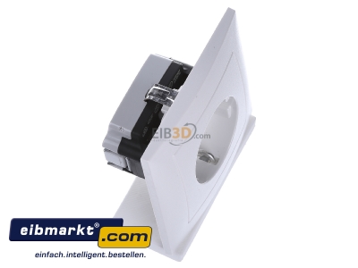 Ansicht oben links Berker 47429909 Schuko-Steckdose pws/matt mit Abdeckplatte 