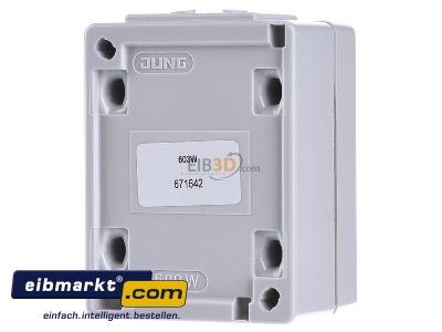 Back view Jung 603 W 3-pole switch surface mounted grey 
