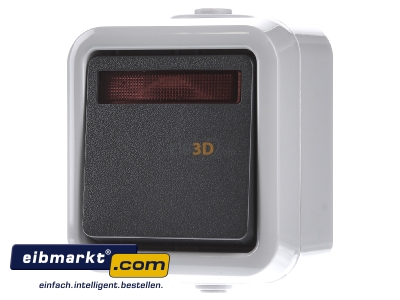 Front view Peha D 626 WAB GLK Two-way switch surface mounted grey 
