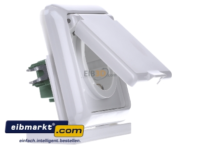 Ansicht links Elso 225044 UP-Steckdose IP44, Steckkl emme, reinwei 