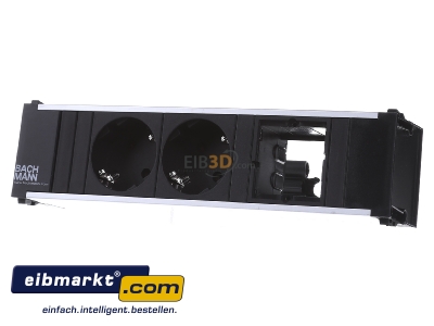 Front view Bachmann 912.003 Socket outlet strip black
