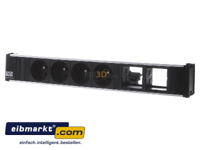 Front view Bachmann 912.013 Socket outlet strip black
