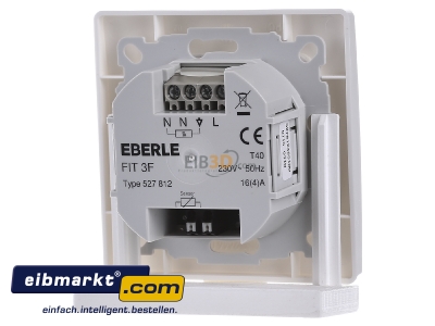 Back view Eberle Controls FIT 3 F / wei Clock thermostat digital white
