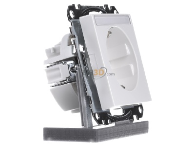 Ansicht links Merten MEG2302-0319 SCHUKO-Steckdose pws/gl mit Schriftfeld 