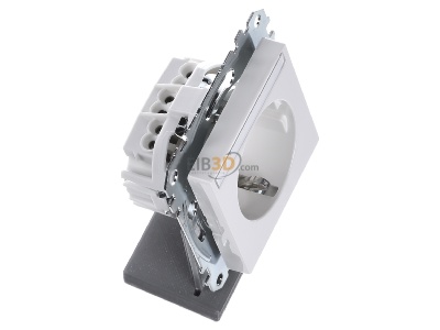 Ansicht oben links Merten MEG2302-0319 SCHUKO-Steckdose pws/gl mit Schriftfeld 