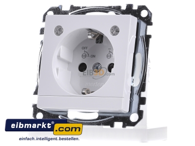 Frontansicht Merten MEG2304-0325 SCHUKO-Steckdose aws/gl Lichtausl.LED-Bel. 