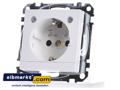 Frontansicht Merten MEG2304-0419 SCHUKO-Steckdose pws Lichtausl.LED-Bel. 