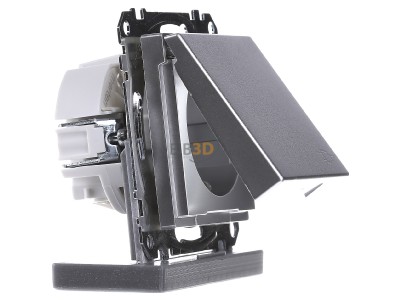 Ansicht links Merten MEG2310-0460 SCHUKO-Steckdose alu Klappdeckel 