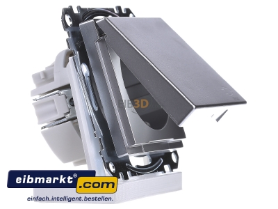 Ansicht links Merten MEG2314-0460 SCHUKO-Steckdose alu Klappdeckel IP44 