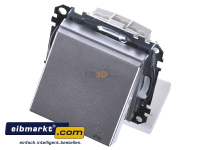 Ansicht oben vorne Merten MEG2314-0460 SCHUKO-Steckdose alu Klappdeckel IP44 