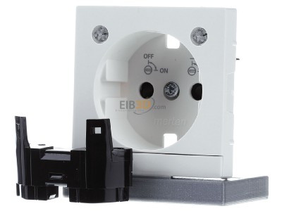 Frontansicht Merten MEG2334-0419 Zentralplatte pws f.Steckdose LED 
