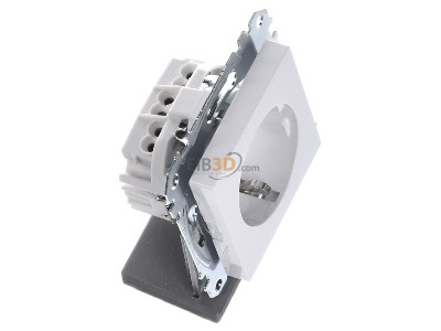 Ansicht oben links Merten MEG2400-0325 SCHUKO-Steckdose aws/gl BRS Schraub-Liftkl. 