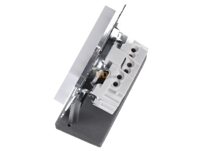 Ansicht oben rechts Merten MEG2400-0325 SCHUKO-Steckdose aws/gl BRS Schraub-Liftkl. 