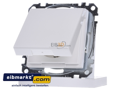 Frontansicht Merten MEG2414-0319 SCHUKO-Steckdose pws/gl m.Klappdeckel IP44 